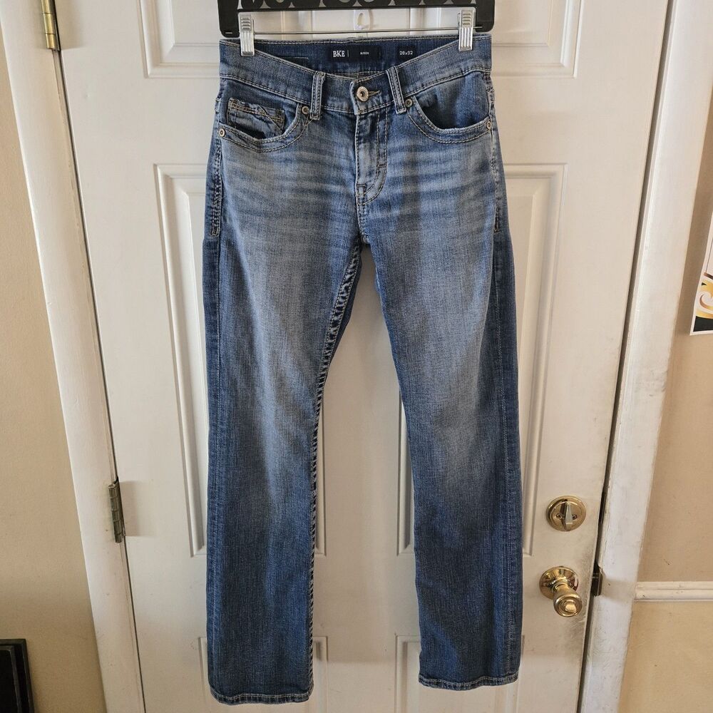 BKE Aiden Mens Straight Leg Jeans 28x32 Medium Wash Blue Denim Stretch
